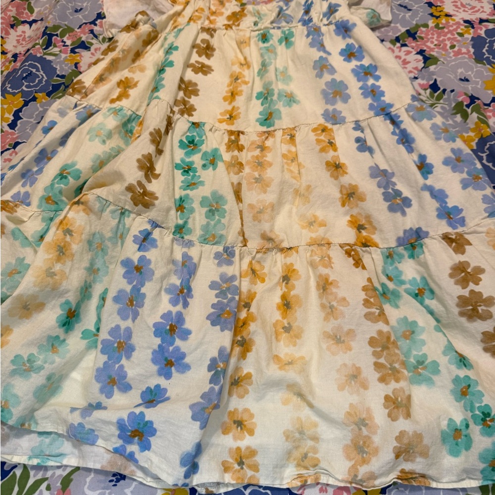 Zara Kids Floral Dress in Blue and Tan